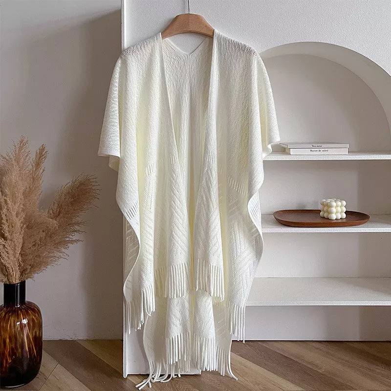 Cotton Openwork Fringe Scarf Shawl