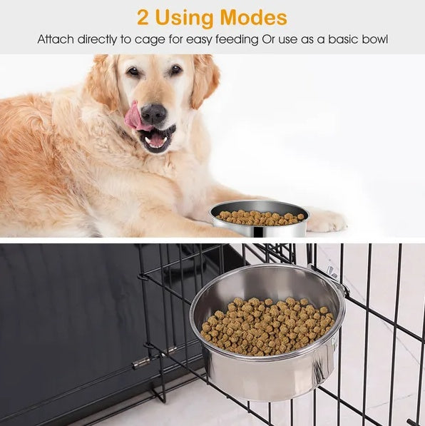 Stainless Steel Hanging Pet Bowl — Detachable Crate Food & Water Bowl for Dogs, Cats & Small Pets — Prime Trend Market