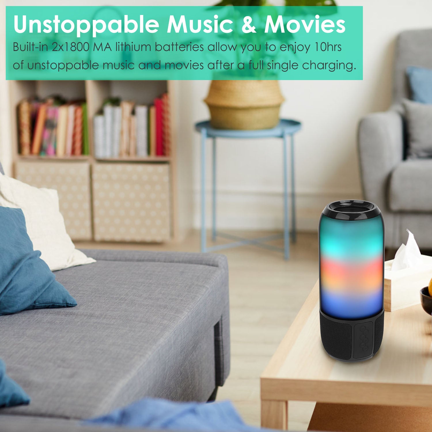 RGB Party Speaker — 6 Color Light Show, TWS Stereo, 10H Battery & Multi-Mode Playback — Prime Trend Market