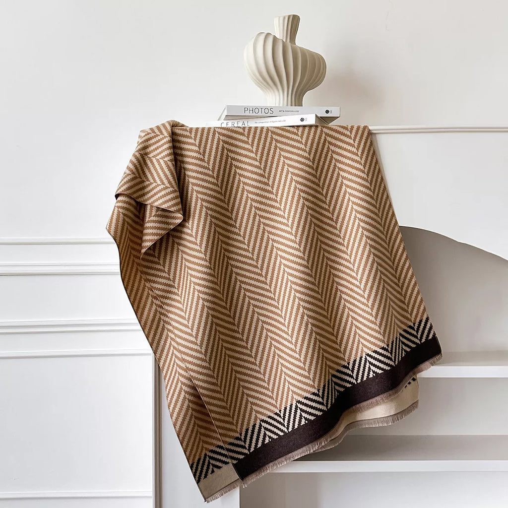 Cotton Patterned Raw-Hem Scarf