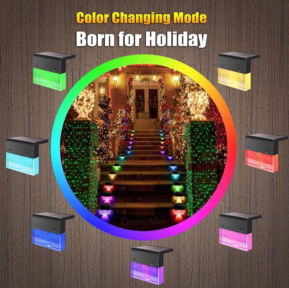 Solar RGB LED Step & Fence Light | Waterproof | Color Changing | Outdoor Deck Stair Light — Prime Trend Market
