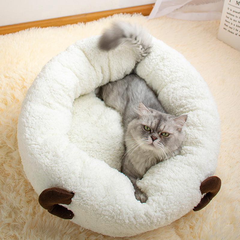 Premium Lamb Wool Round Pet Bed — Deep Sleep Donut Nest, Ultra-Soft, 3 Sizes — Prime Trend Market
