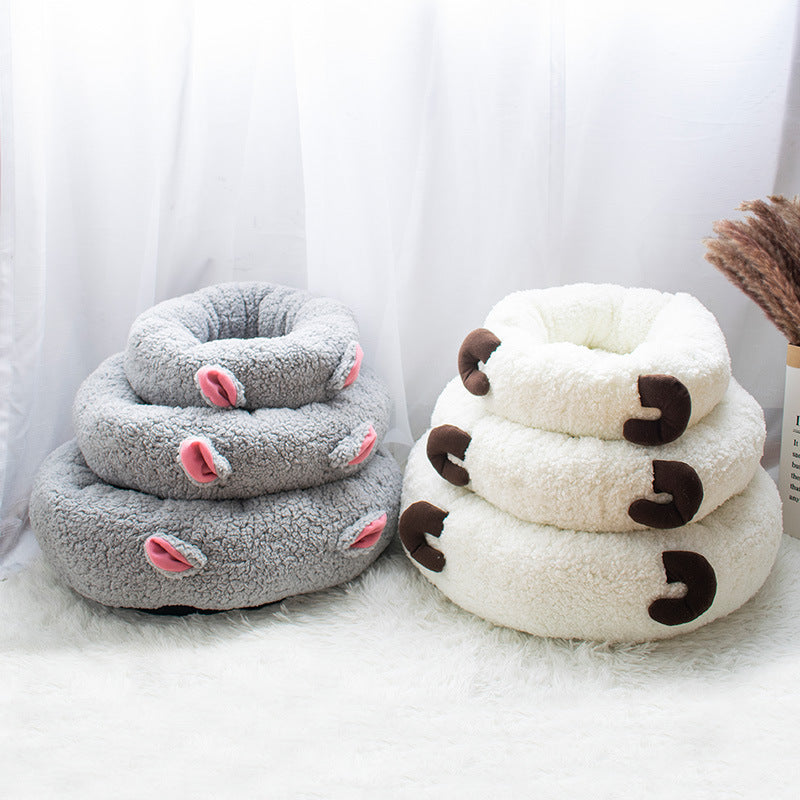 Premium Lamb Wool Round Pet Bed — Deep Sleep Donut Nest, Ultra-Soft, 3 Sizes — Prime Trend Market