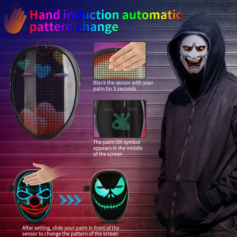 APP-Controlled LED Face-Changing Glowing Mask | Music Reactive DIY Party Mask — Prime Trend Market