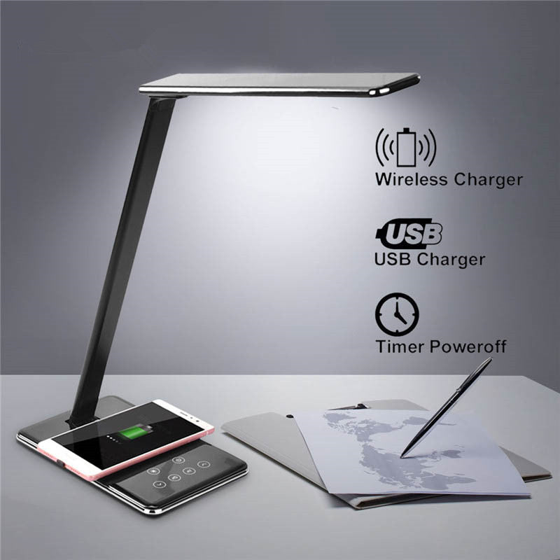 2-in-1 LED Desk Lamp & Wireless Charger | Foldable Touch Dimmer Bedside Light — Prime Trend Market