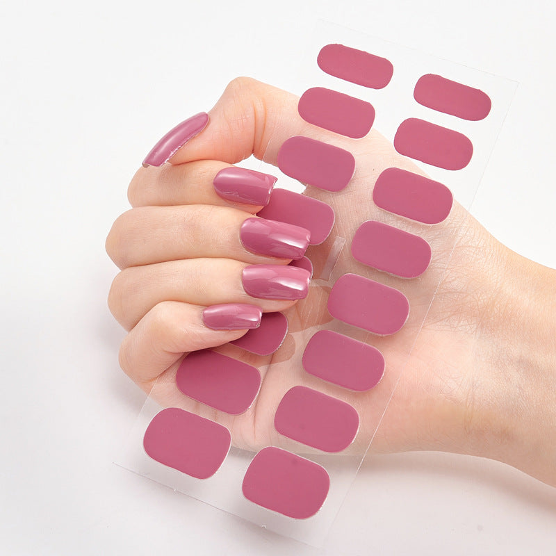 Pure Color Nail Stickers — 16pcs Solid Shade Press-On Set — Prime Trend Market