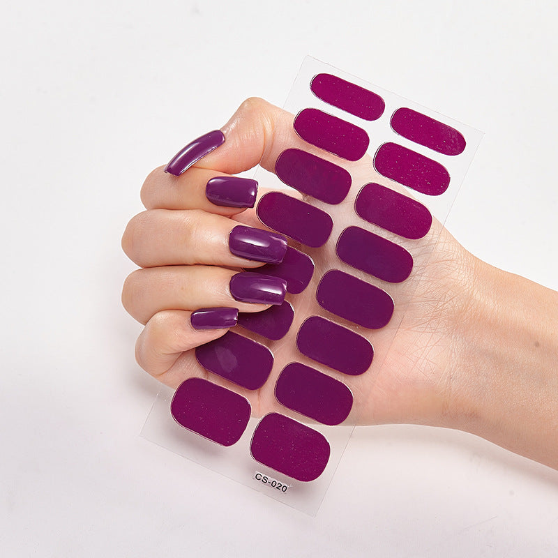 Pure Color Nail Stickers — 16pcs Solid Shade Press-On Set — Prime Trend Market