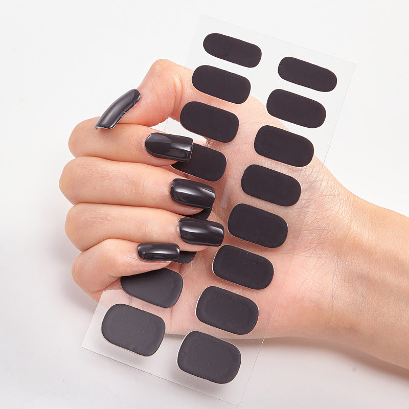 Pure Color Nail Stickers — 16pcs Solid Shade Press-On Set — Prime Trend Market