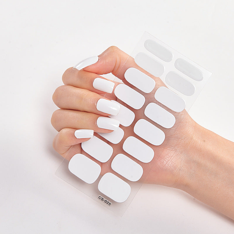 Pure Color Nail Stickers — 16pcs Solid Shade Press-On Set — Prime Trend Market