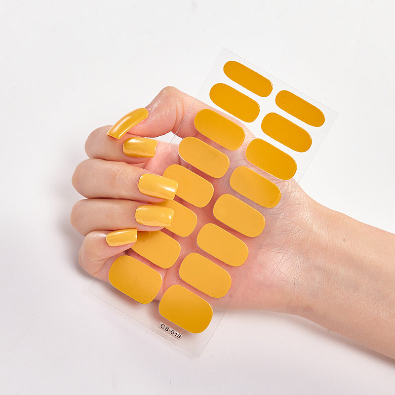 Pure Color Nail Stickers — 16pcs Solid Shade Press-On Set — Prime Trend Market