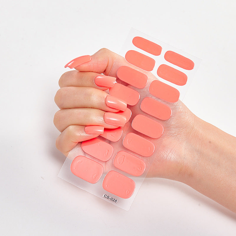 Pure Color Nail Stickers — 16pcs Solid Shade Press-On Set — Prime Trend Market