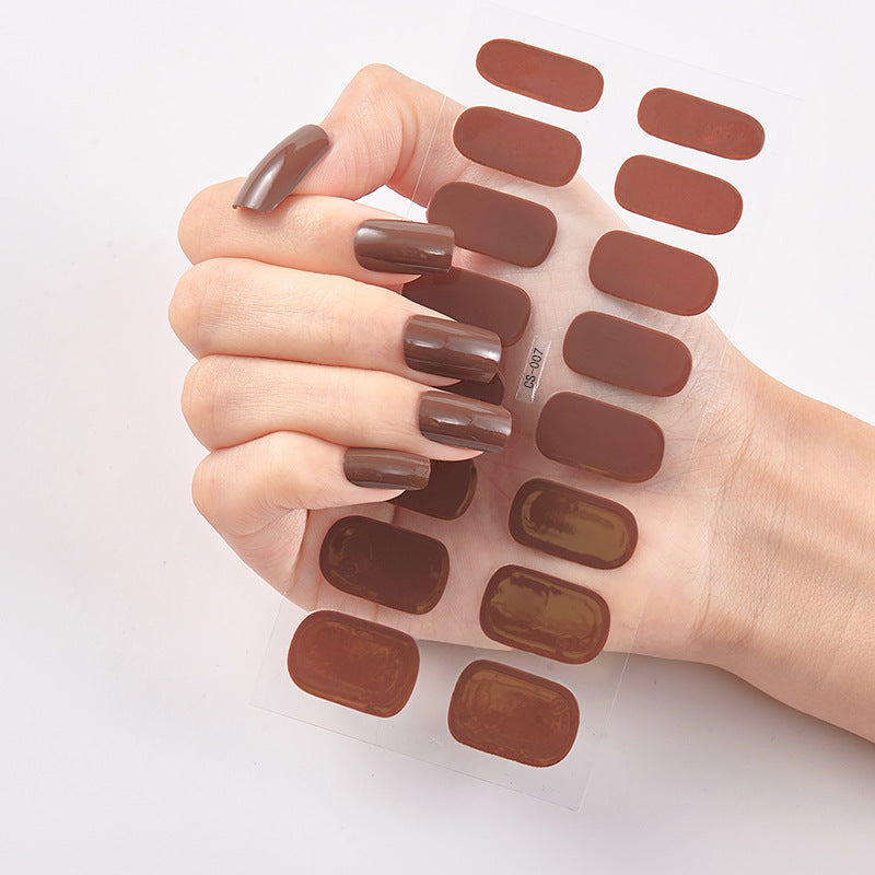Pure Color Nail Stickers — 16pcs Solid Shade Press-On Set — Prime Trend Market