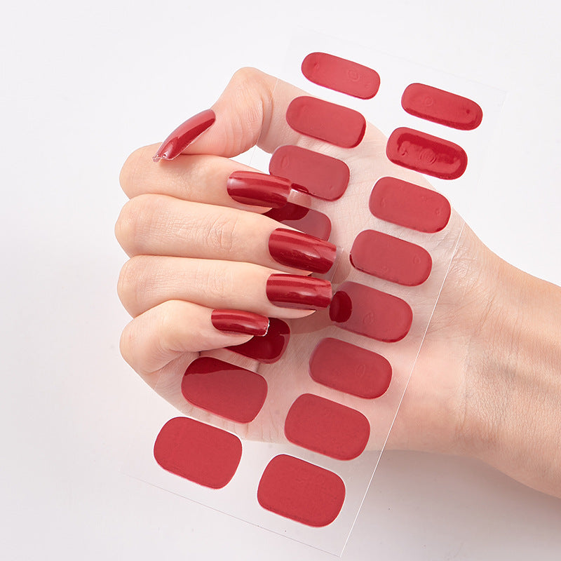 Pure Color Nail Stickers — 16pcs Solid Shade Press-On Set — Prime Trend Market