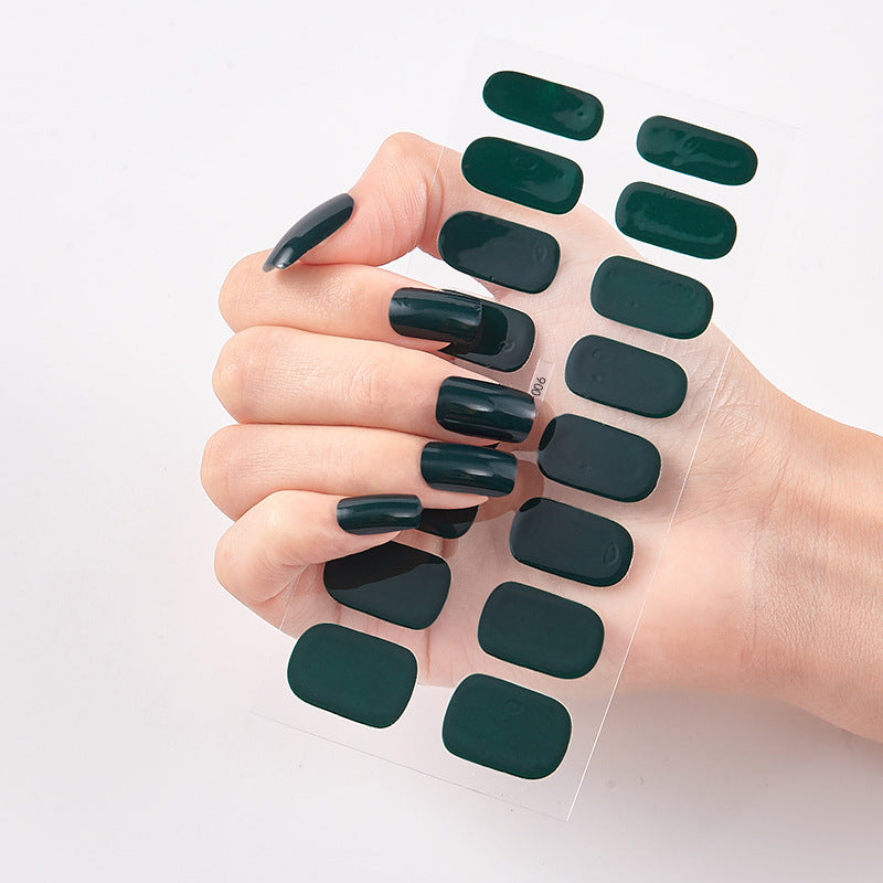 Pure Color Nail Stickers — 16pcs Solid Shade Press-On Set — Prime Trend Market