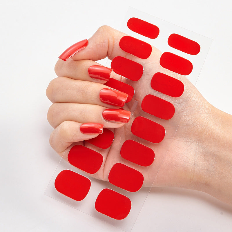 Pure Color Nail Stickers — 16pcs Solid Shade Press-On Set — Prime Trend Market