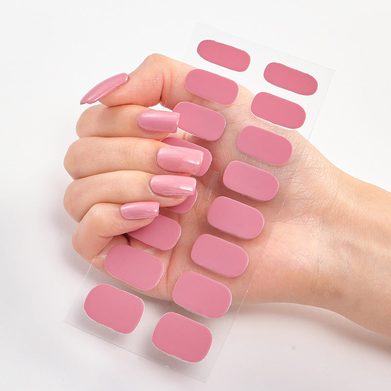 Pure Color Nail Stickers — 16pcs Solid Shade Press-On Set — Prime Trend Market