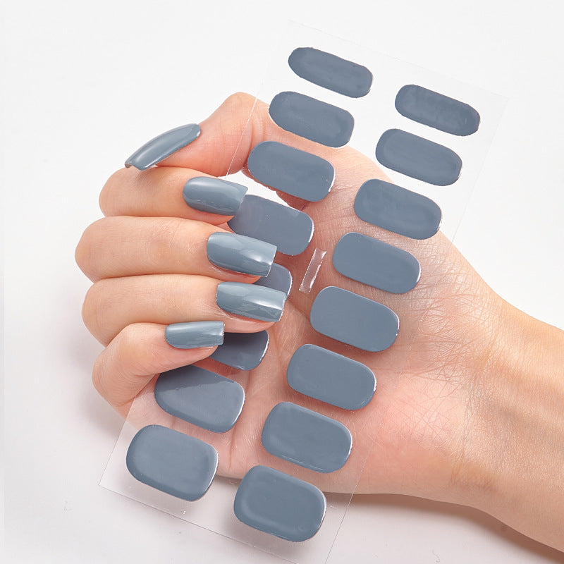 Pure Color Nail Stickers — 16pcs Solid Shade Press-On Set — Prime Trend Market
