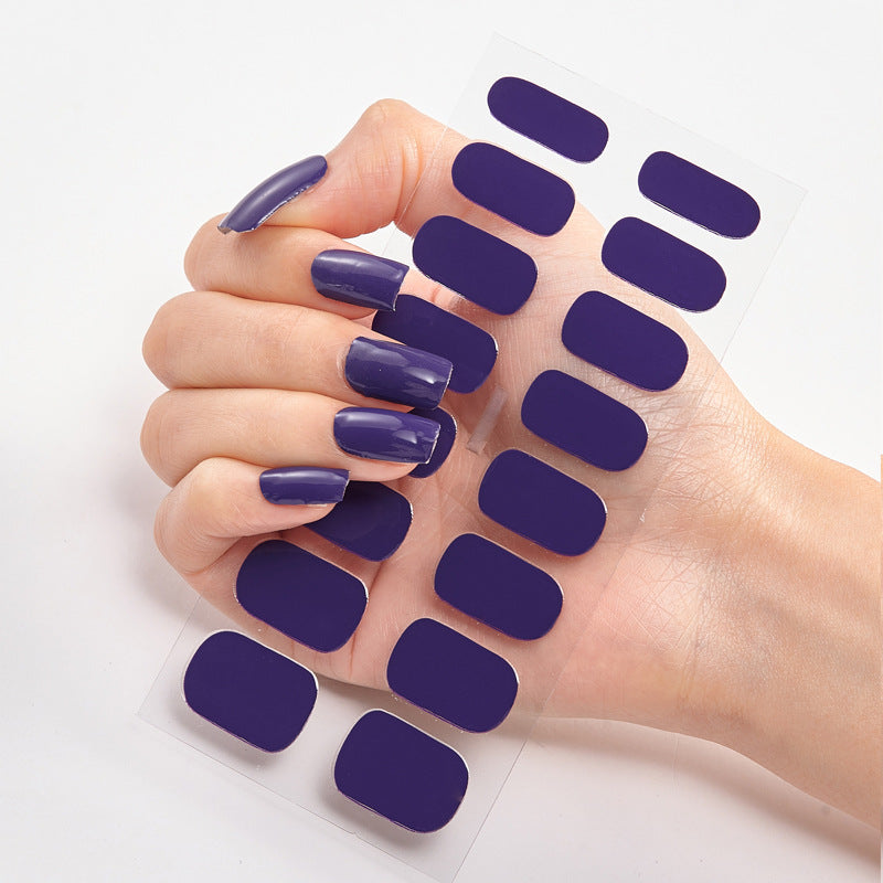 Pure Color Nail Stickers — 16pcs Solid Shade Press-On Set — Prime Trend Market