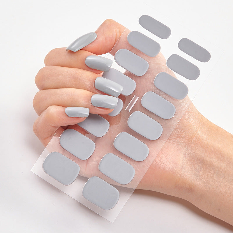 Pure Color Nail Stickers — 16pcs Solid Shade Press-On Set — Prime Trend Market