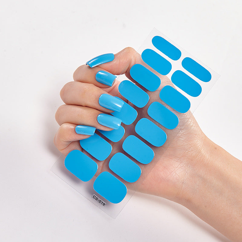 Pure Color Nail Stickers — 16pcs Solid Shade Press-On Set — Prime Trend Market