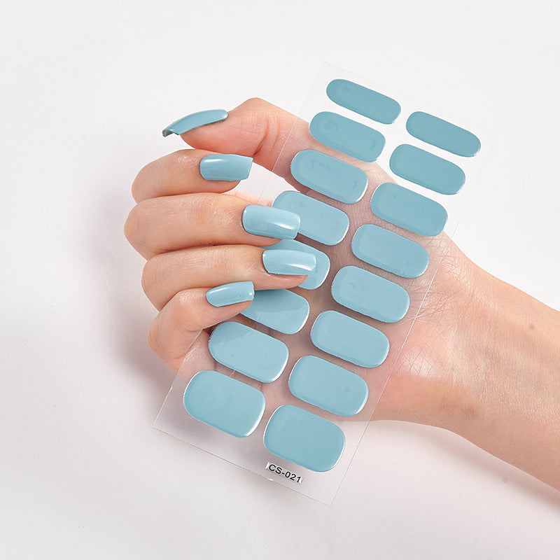Pure Color Nail Stickers — 16pcs Solid Shade Press-On Set — Prime Trend Market