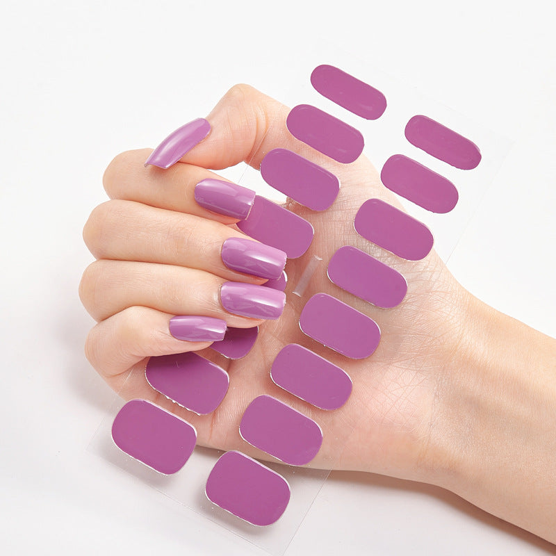 Pure Color Nail Stickers — 16pcs Solid Shade Press-On Set — Prime Trend Market