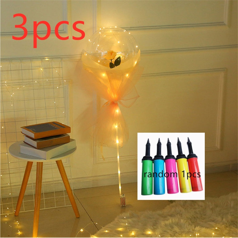 LED Luminous Balloon Rose Bouquet | Transparent Bobo Ball | Light-Up Flower Gift — Prime Trend Market