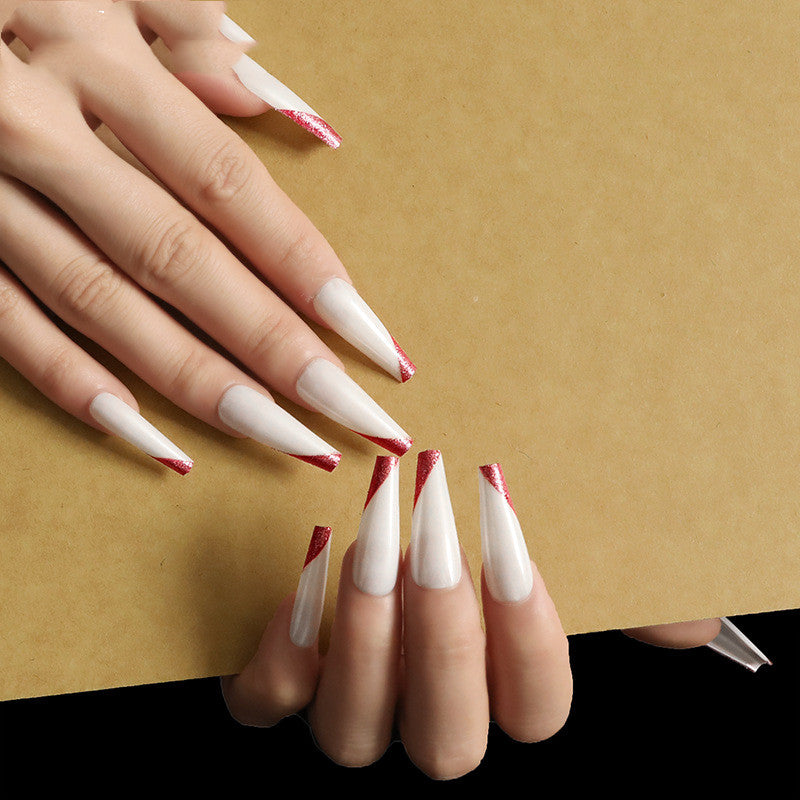 Rose Gold French Ballet Press-On Nails — Beveled Edge Long Fake Nails | Boxed Set — Prime Trend Market