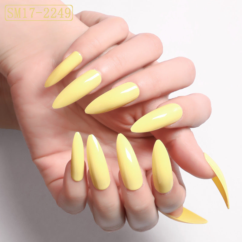 Long Almond Press-On Nails — Solid Color Salon Nails | 12 Styles — Prime Trend Market