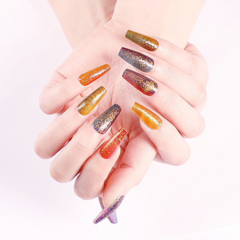 Ballet Gradient Glitter Coffin Press-On Nails — Trapezoidal Nail Art False Nails — Prime Trend Market