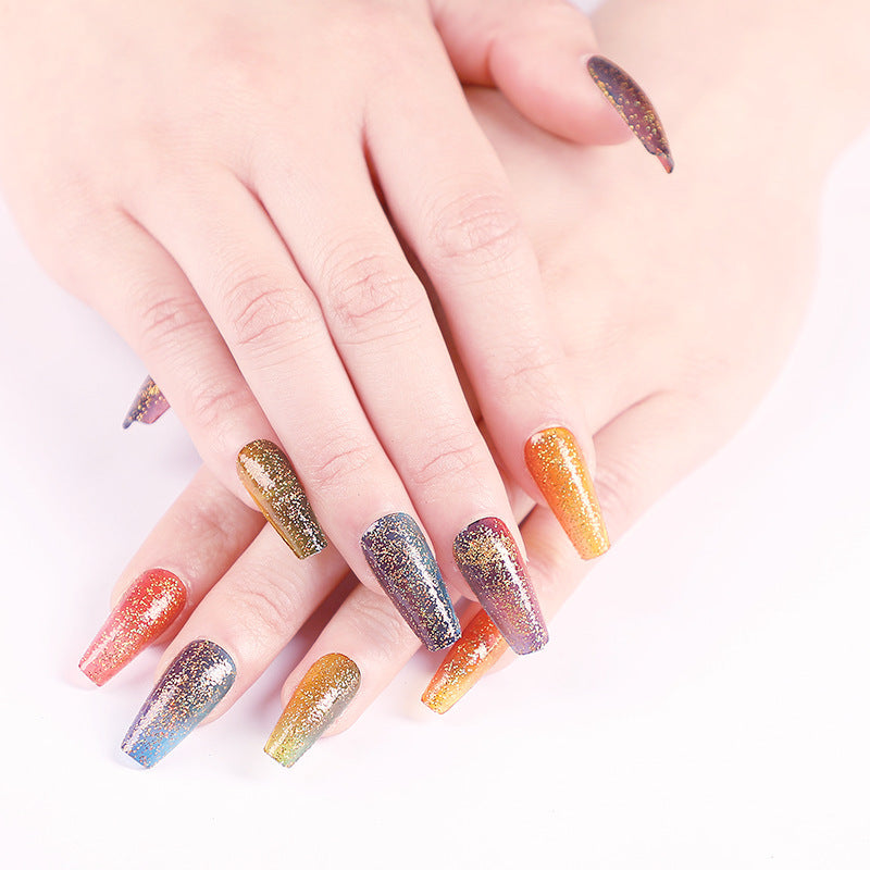 Ballet Gradient Glitter Coffin Press-On Nails — Trapezoidal Nail Art False Nails — Prime Trend Market