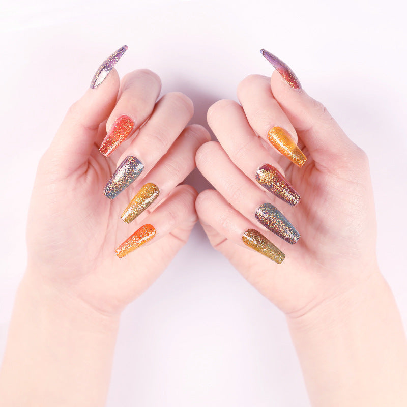 Ballet Gradient Glitter Coffin Press-On Nails — Trapezoidal Nail Art False Nails — Prime Trend Market