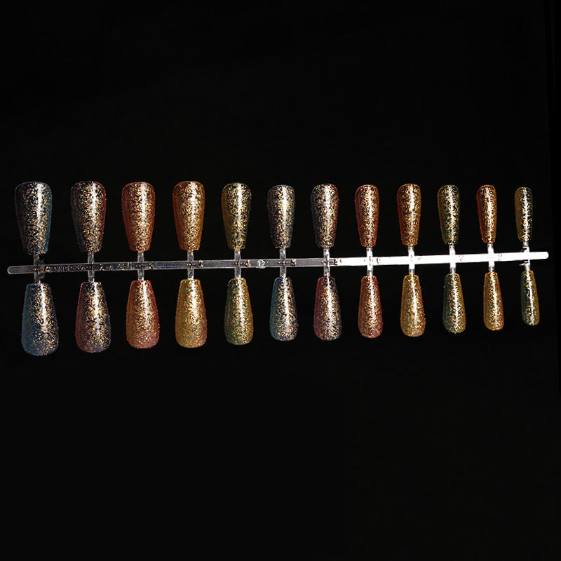 Ballet Gradient Glitter Coffin Press-On Nails — Trapezoidal Nail Art False Nails — Prime Trend Market