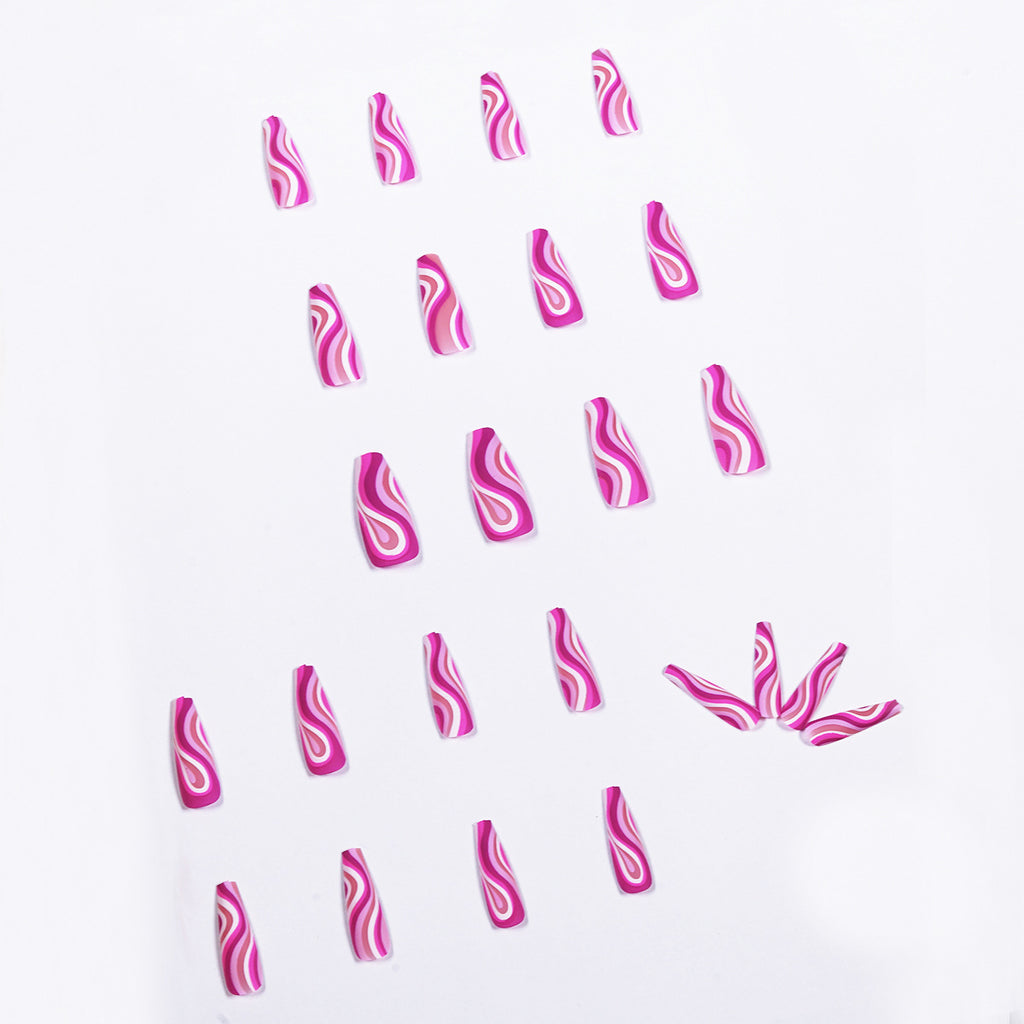 Rose Red Artistic Press-On Nails — Detachable Wearable Fake Nails | 24pcs + Glue — Prime Trend Market