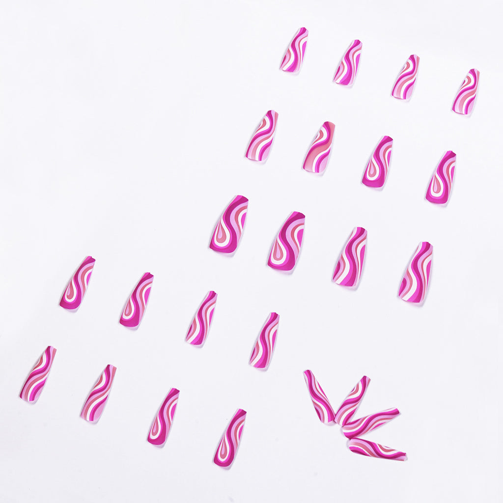 Rose Red Artistic Press-On Nails — Detachable Wearable Fake Nails | 24pcs + Glue — Prime Trend Market