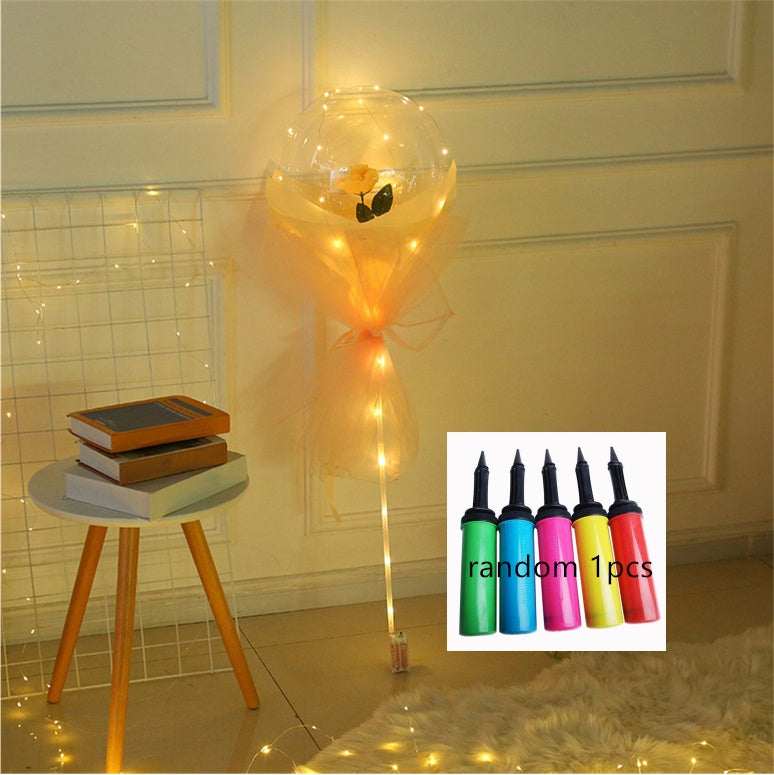LED Luminous Balloon Rose Bouquet | Transparent Bobo Ball | Light-Up Flower Gift — Prime Trend Market