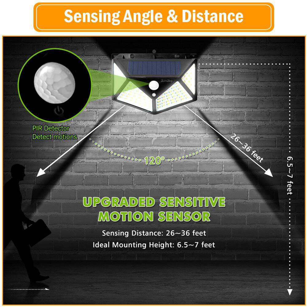 Solar LED Wall Light — 100 LED Motion Sensor Outdoor Security Light, Waterproof, 3 Modes — Prime Trend Market
