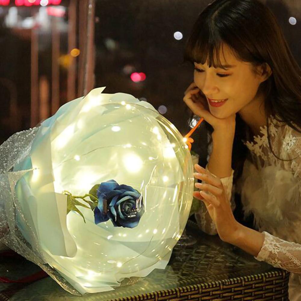 LED Luminous Balloon Rose Bouquet | Transparent Bobo Ball | Light-Up Flower Gift — Prime Trend Market