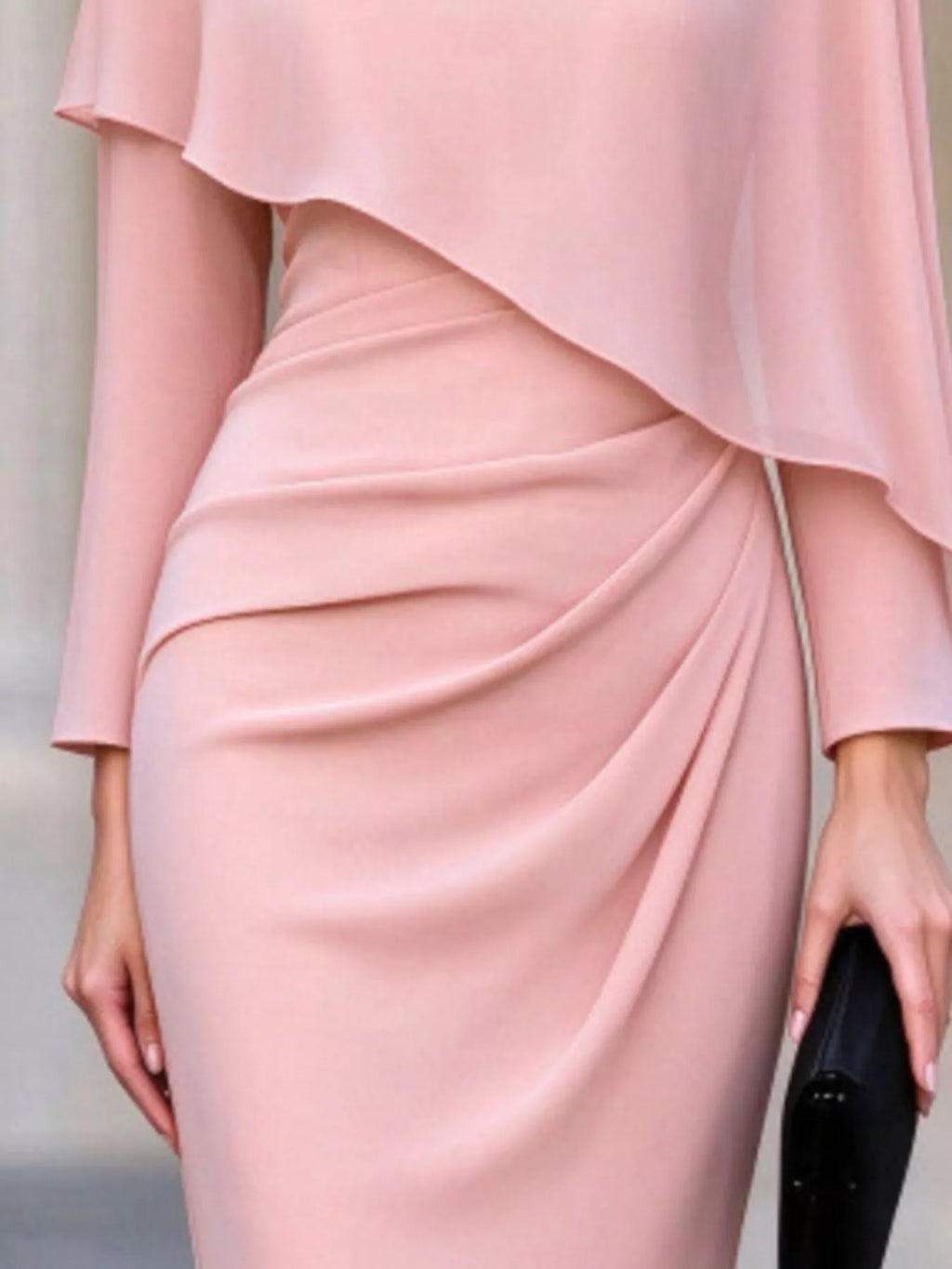 Cape-Style Bodycon Midi Dress