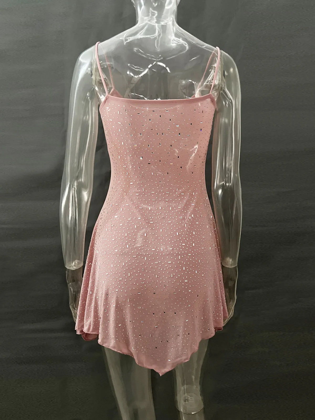 Rhinestone-Detail Mini Cami Dress