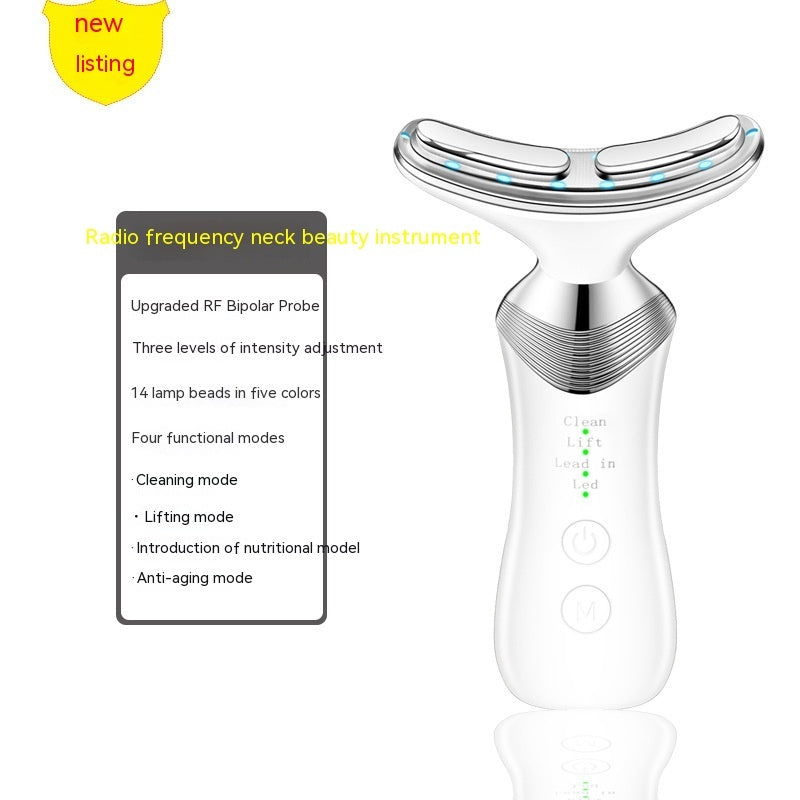 Luxury 7-Color LED EMS Face & Neck Beauty Massager — Negative Ion, Infrared, Ultrasonic Skin Rejuvenation — Eliza & Tuan