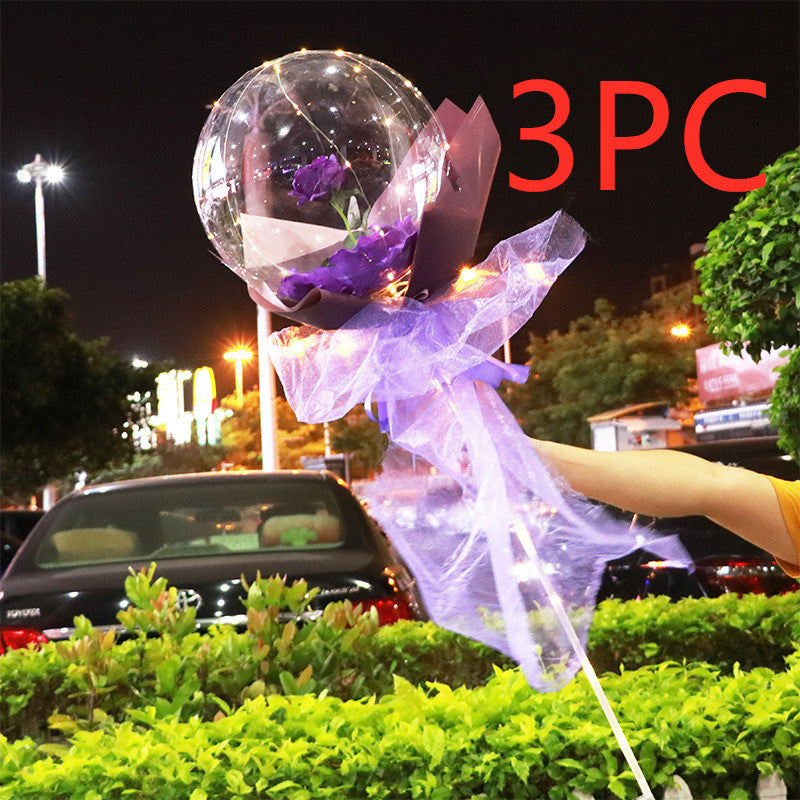 LED Luminous Balloon Rose Bouquet | Transparent Bobo Ball | Light-Up Flower Gift — Prime Trend Market