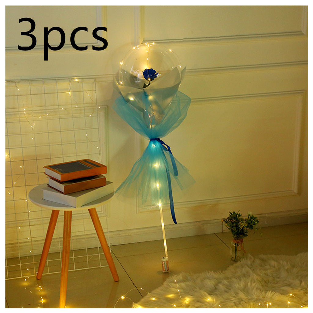 LED Luminous Balloon Rose Bouquet | Transparent Bobo Ball | Light-Up Flower Gift — Prime Trend Market