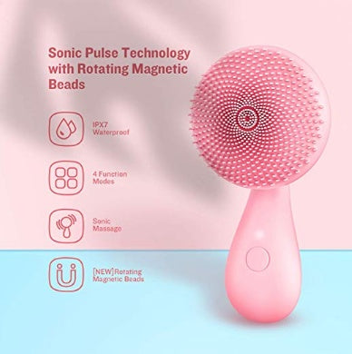 Sonic Silicone Face Cleansing Brush | 4-Mode Vibration Deep Pore Cleanser with Gold Charging Dock — Prime Trend Market