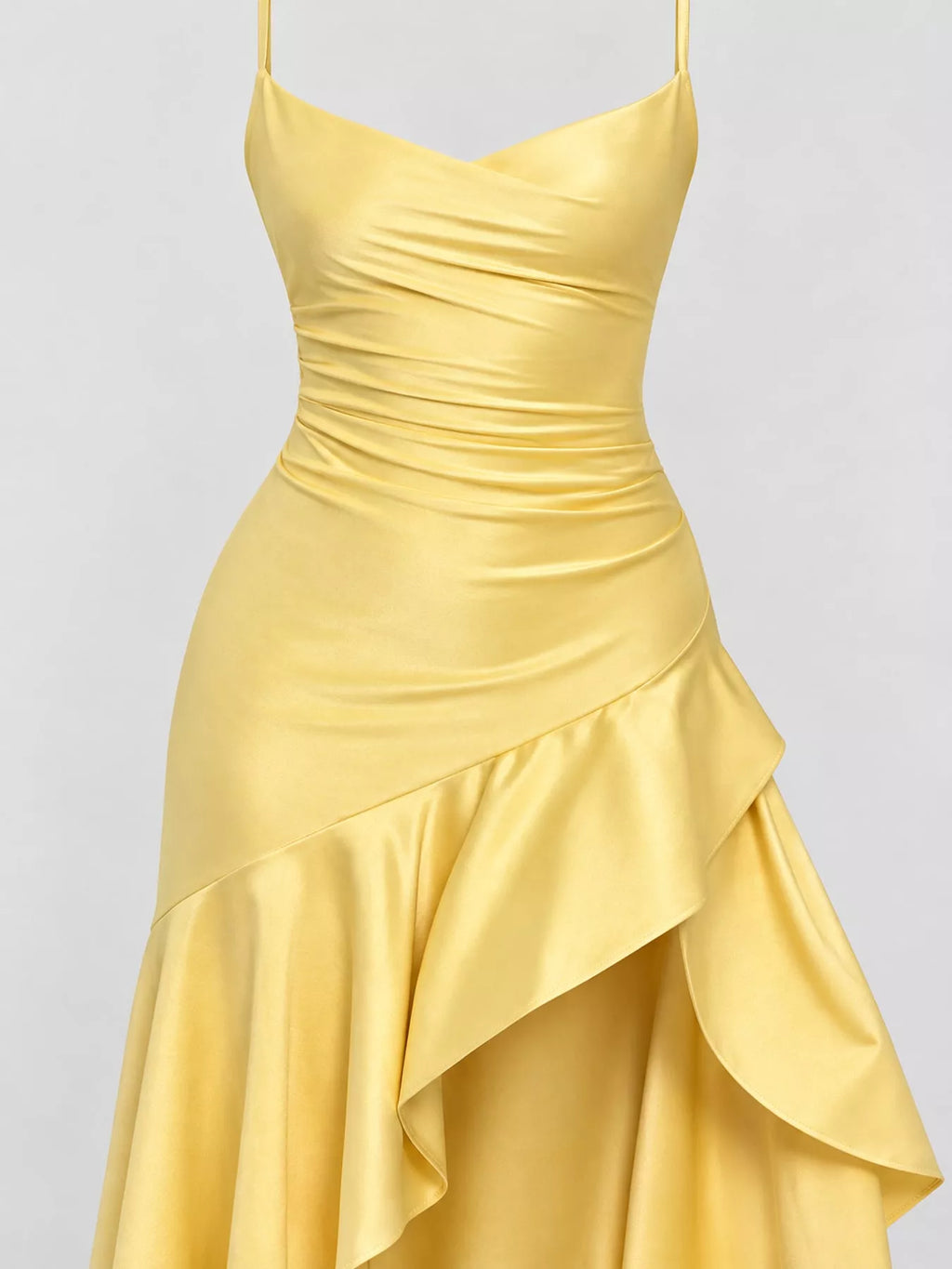 High-Low Ruffle-Hem Evening Dress