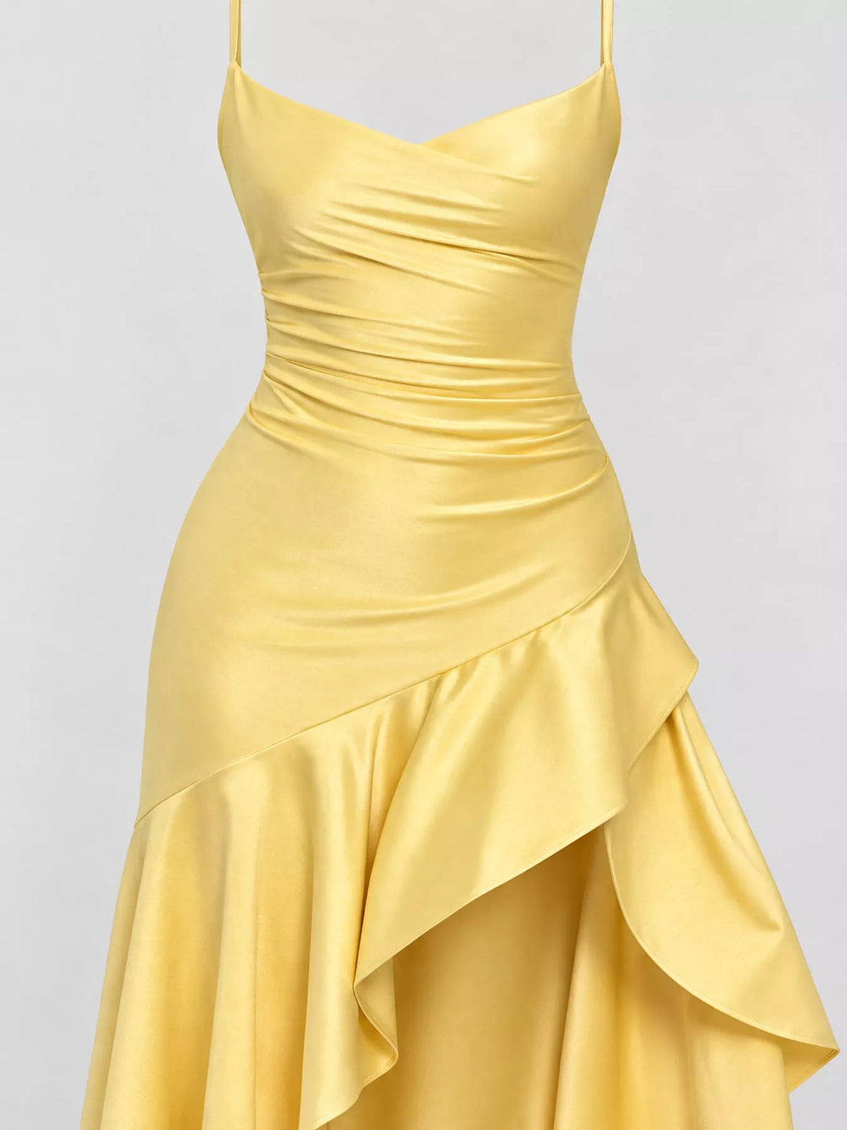 High-Low Ruffle-Hem Evening Dress