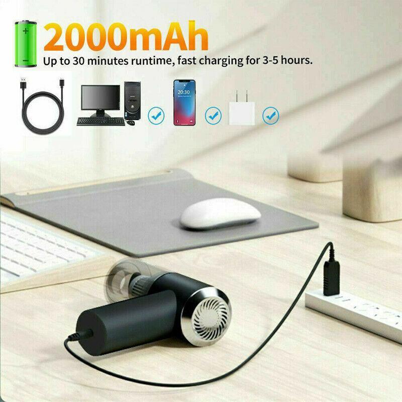 Portable Cordless Car Vacuum Cleaner – Handheld High Power, Washable HEPA Filter, USB Rechargeable | Black — Eliza & Tuan