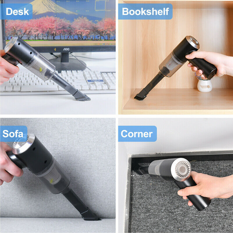 Portable Cordless Car Vacuum Cleaner – Handheld High Power, Washable HEPA Filter, USB Rechargeable | Black — Eliza & Tuan