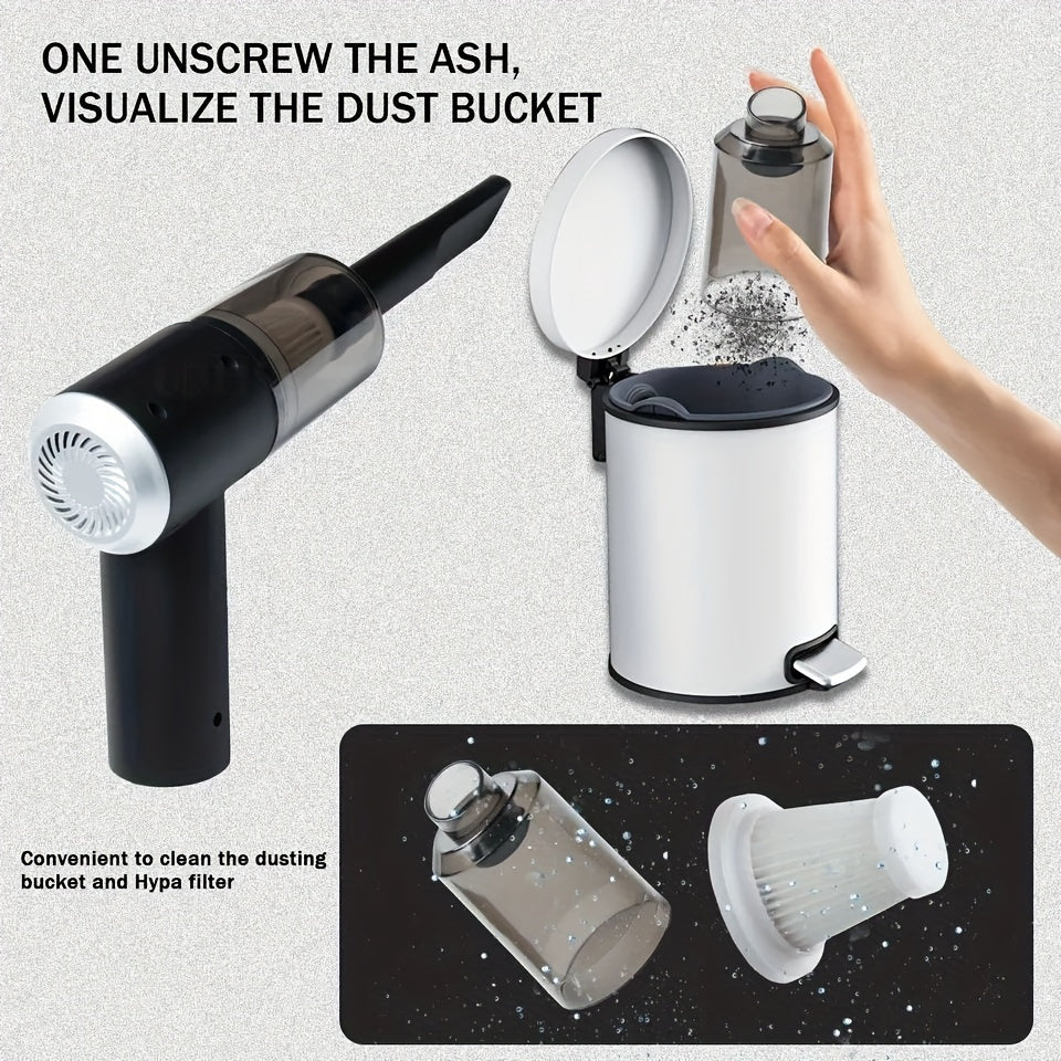 Portable Cordless Car Vacuum Cleaner – Handheld High Power, Washable HEPA Filter, USB Rechargeable | Black — Eliza & Tuan