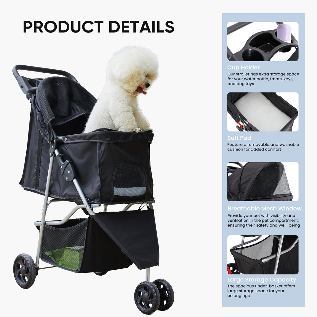 Luxury Pet Stroller Cart for Cats & Dogs — Foldable, All-Terrain, Breathable — Prime Trend Market